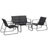 4 Piece Patio Furniture Set, Outdoor Conversation Set with Loveseat Sofa