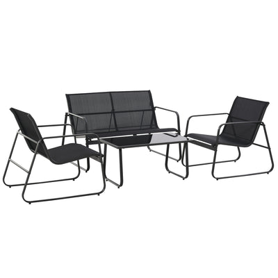4 Piece Patio Furniture Set, Outdoor Conversation Set with Loveseat Sofa