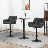 Swivel Barstools Set of 2 Adjustable Bar Stools with Footrest Armrests and PU Leather Back for Dining Room Black
