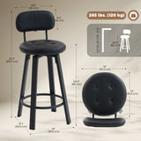 Bar Stools Set of 2, Upholstered Breakfast Bar Chairs with Footrest and Backrest for Kitchen Counter