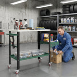 2Tier Rolling Welding Table, Lockable Steel Heavy Duty Welding Workbench Table with Side Tray