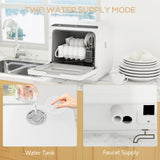 Countertop Dishwasher with Built-in 6L Water Tank, 5 Wash Programs