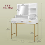 Illuminated Dressing Table, 3 Drawers and Storage Shelves for Bedroom