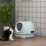 Cat Litter Box Toilet with Lid, Enclosed Drawer and Skylight