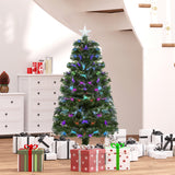 4ft Pre-Lit Optic Fiber Xmas Tree Artificial Spruce Tree Top Star