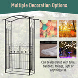 Outdoor Metal Trellis Garden Arch Arbor w/ Lucky Leaf Clover Gate for Ceremony Wedding Party Garden Lawn