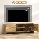 TV Stand for up to 65 Inch TV, Nordic Entertainment Center with 2 Cabinets and 2 Open Shelves for Living Room