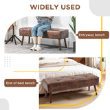 Banc de chambre à coucher, banc de bout de lit capitonné, banc d'entrée rembourré en similicuir avec pieds en bois