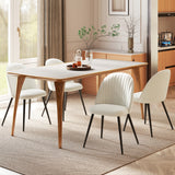 Set of 4 Modern Dining Chairs, Velvet Upholstered Kitchen Chairs with Steel Legs for Living Room