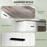 Computer Desk with 3 Drawers, Farmhouse Home Office Desk with File Drawer and Wood Grain Top for Small Spaces