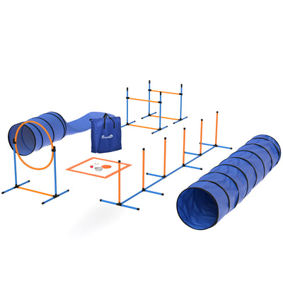 13-Piece Dog Agility Training Equipment Set, Pet Obstacle Course with 2 Tunnels, Adjustable Jumps