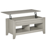 Lift Top Coffee Table with Hidden Storage Compartment and Open Shelves