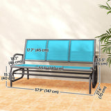 3-Seat Outdoor Glider Chair, Patio Rocking Chair, Steel Frame, Sling Fabric Seat for Garden