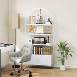 4-Tier Arched Shelving Unit with Cabinet, 31.5