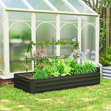 6' x 3' x 1' Raised Garden Bed with 2 Trellis Tomato Cages, Steel Frame Elevated Planter Box