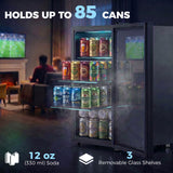 2.1 Cu.Ft Beverage Fridge, 85 Can Drink Fridge with Glass Door