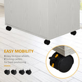 Microwave Cart on Wheels Utility Trolley Storage Sideboard Bookcase with 2-door Cabinet