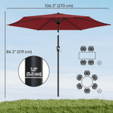 9FT Patio Umbrella, Outdoor Table Patio Umbrellith Tilt, 6 Ribs