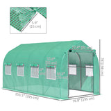 13'x6.6'x6.6' Polytunnel Greenhouse Walk in Greenhouse with Windows, Door & Wind Resistance Level 5