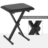 Adjustable Piano Bench, X-Style Folding Piano Stool with Padded Seat, Keyboard Chair