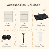 Small Animal Cage Waterproof Mat DIY Animal Playpen for Guinea Pigs Rabbits 12 Panels and Door