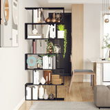 Étagère en bois en forme de S, 6 niveaux, rangement, meuble de bureau à domicile