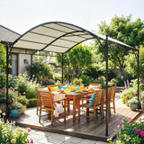 10' x 10' Outdoor Pergola with UV30+ Canopy Galvanized Steel Frame Sun Shade with Arched Top
