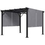 12' x 10' Outdoor Patio Gazebo Pergola with Retractable Canopy Roof, Steel Frame with Stakes