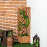Jardinière Surélevée Bois avec Treillis pour Plantes Grimpantes, 16