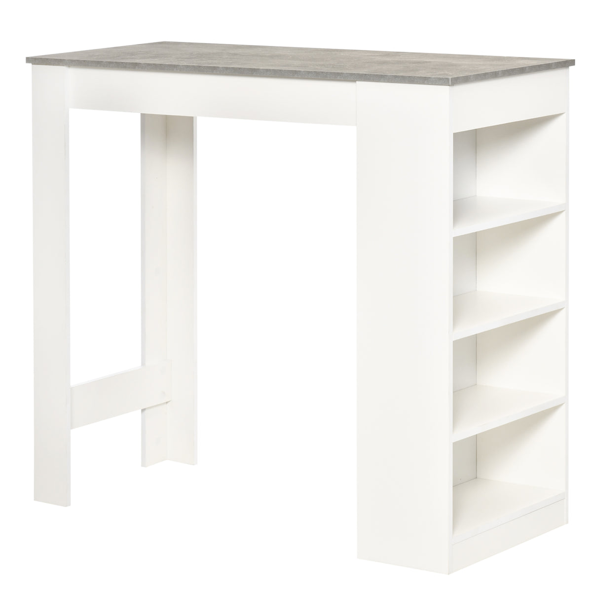 Bar Table, High Top Pub Table with 4 Storage Shelves