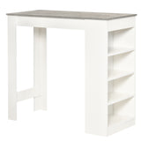 Bar Table, High Top Pub Table with 4 Storage Shelves