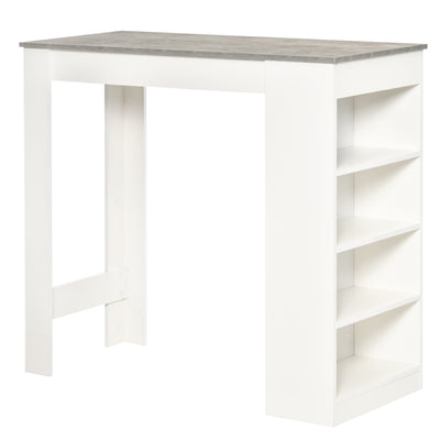 Bar Table, High Top Pub Table with 4 Storage Shelves