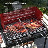 Charcoal Barbecue Grill with Adjustable Grill Height, Portable BBQ Trolley with Ash Catcher and Wheels