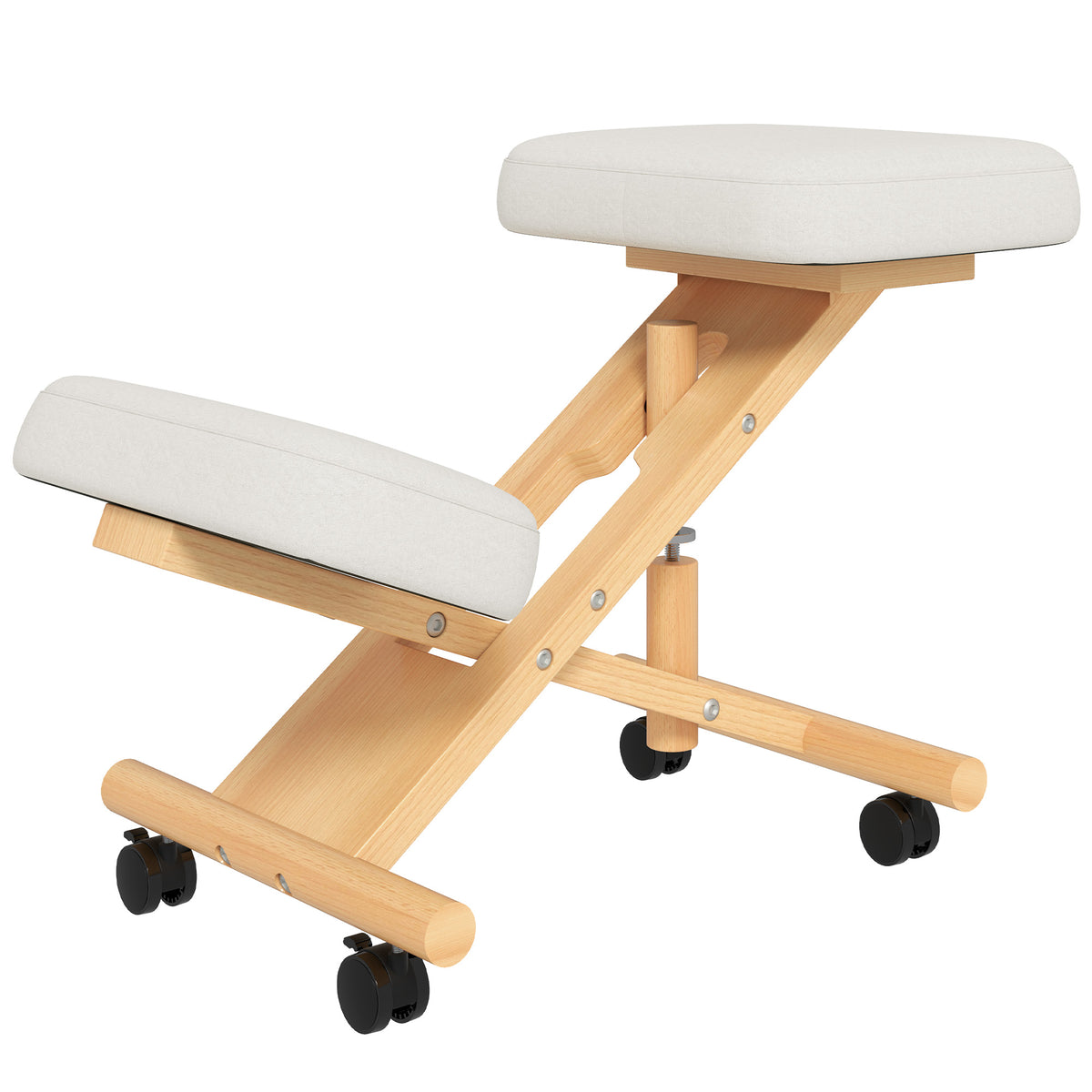 Ergonomic Kneeling Chair, Posture Chair with Rubberwood Frame