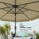 Parasol de patio 10 pi avec bouton-poussoir d'inclinaison et manivelle