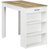 Bar Table with Drawer and 3 Storage Shelves, High Top Pub Table for Home Bar