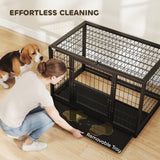 Cage à Chien 37 Pouces Robuste, Grand Chenil Métallique pour Chien avec Plateau Amovible, 3 Portes et Verrouillage Sécurisé