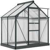 6.2' x 4.3' x 6.6' Clear Polycarbonate Greenhouse Large Walk-In Green House Garden Plants Grow Galvanized Base Aluminium Frame w/ Slide Door