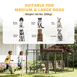 Dog Kennel Outdoor with Waterproof Canopy, Dog Run with Galvanized Chain Link for Large and Medium Dogs