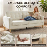 Canapé 3 places rembourré avec coussin matelassé, Causeuse moderne capitonnée avec pieds en bois