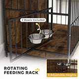 Dog Crate Furniture with Rotating Feeding Station Dog Kennel End Table Storage Shelves