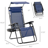 Zero Gravity Chair Set of 2 with Canopy Shade, Outdoor Folding Lounge Chair with Side Tray, Reclining Lounger with Breathable Mesh Seat and Pillow