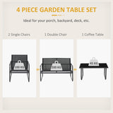 4 Piece Patio Furniture Set, Outdoor Conversation Set with Loveseat Sofa