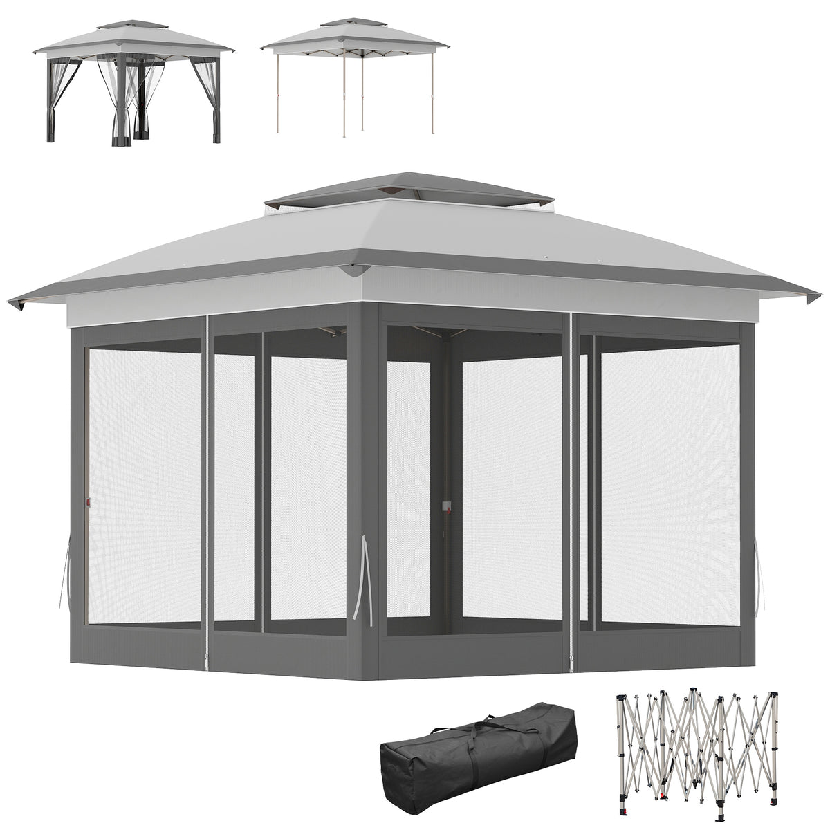 12' x 12' Pop Up Canopy Sun Shade Instant Tent Folding with Mesh Sidewalls