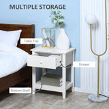 Modern Style Nightstand, Small End Table with Drawer and Storage Shelf for Bedroom