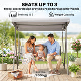 3-Seater Swing Chair Covered Garden Hammock A-Frame Outdoor Porch Glider Sling Seat with Adjustable Canopy Cover