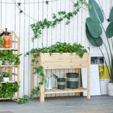 Raised Garden Bed with Legs, Elevated Box Planter with Storage Shelf