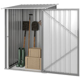 3.3' x 3.4' Lean-to Garden Storage Shed, Outdoor Galvanized Steel Tool House with Lockable Door for Patio