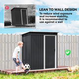 5 x 3 FT Outdoor Storage Shed with Sliding Door and Sloped Roof, Steel Frame Garden Shed Tool Equipment