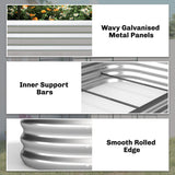 Galvanised Raised Garden Bed with Arched Trellis, 7 x 4 x 7ft Metal Outdoor Planter Box with Open Bottom